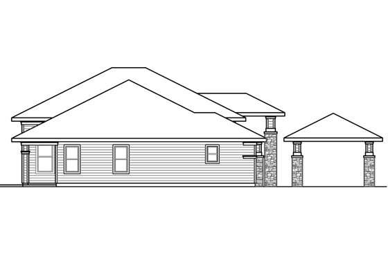Exterior - Other Elevation for Prairie House Plan #124-665 - 3 bed, 3.5 bath