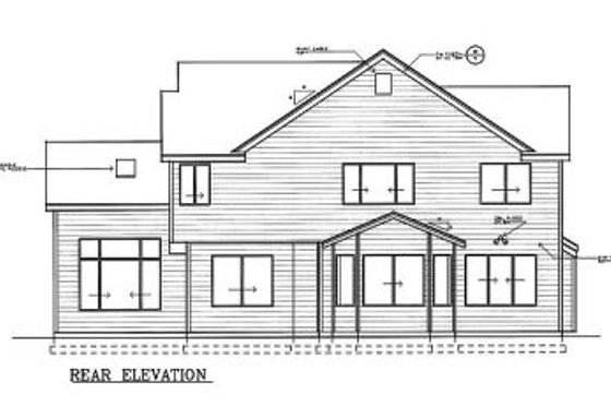 Exterior - Rear Elevation for Traditional House Plan #100-212 - 3 bed, 2.5 bath
