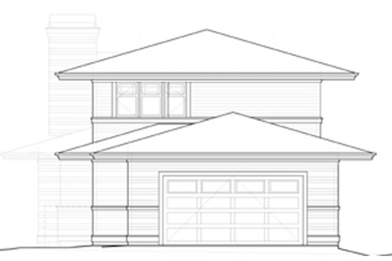 Exterior - Rear Elevation for Prairie House Plan #434-15 - 3 bed, 2.5 bath