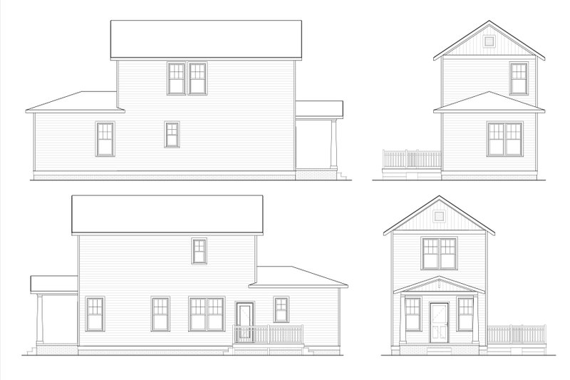 House Design - Exterior - Other Elevation for Prairie House Plan #936-54 - 3 bed, 2 bath
