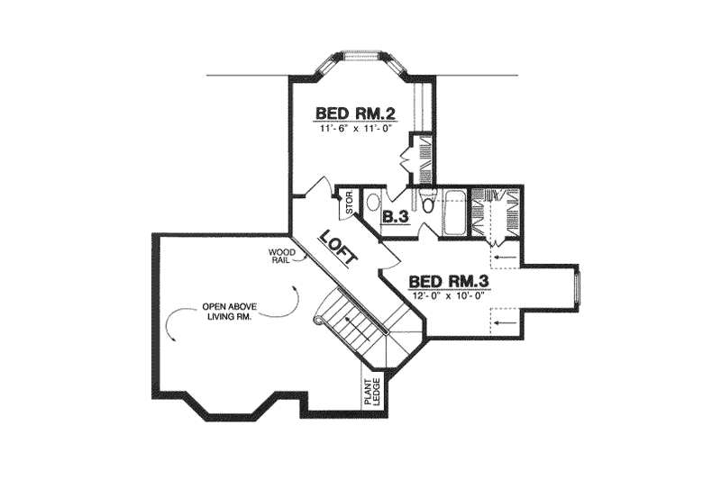 Architectural House Design - Floor Plan - Upper Floor for Country House Plan #40-118 - 3 bed, 2.5 bath
