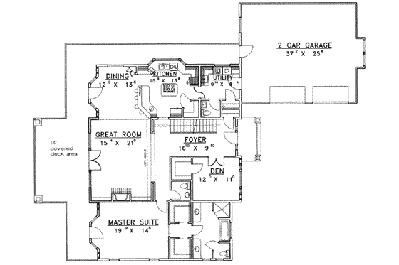 Floor Plan - Main Floor for Modern House Plan #117-384 - 3 bed, 3.5 bath