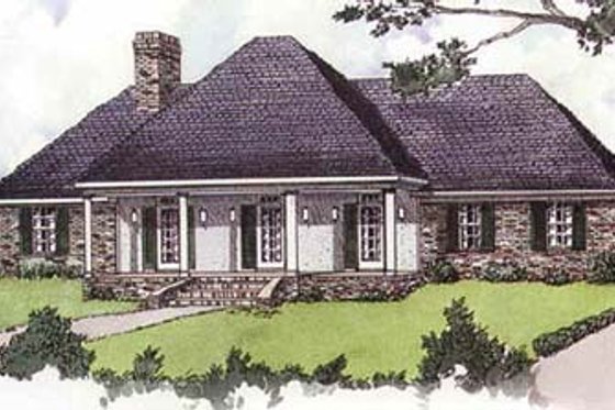 Exterior - Front Elevation for Southern House Plan #16-136 - 3 bed, 2 bath