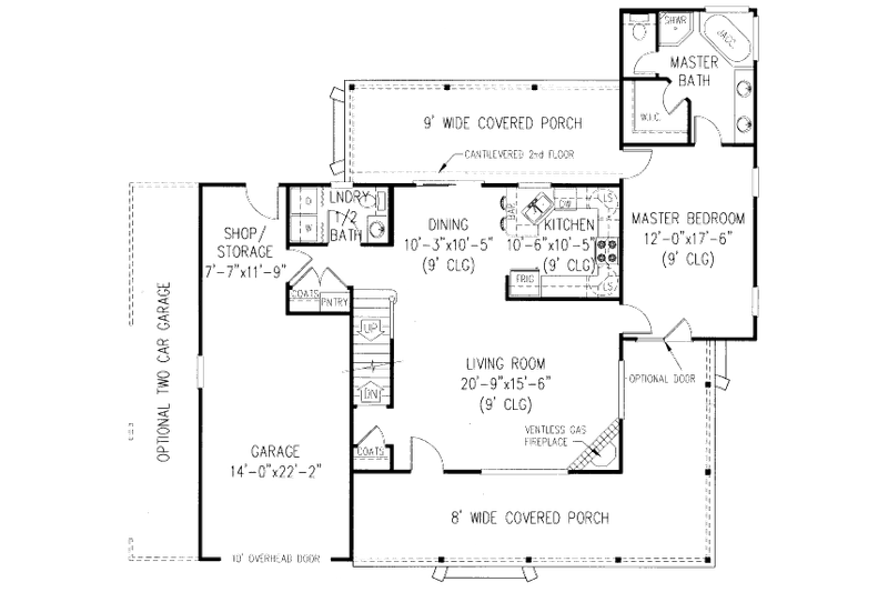 Architectural House Design - Floor Plan - Main Floor for Country House Plan #11-201 - 3 bed, 2.5 bath