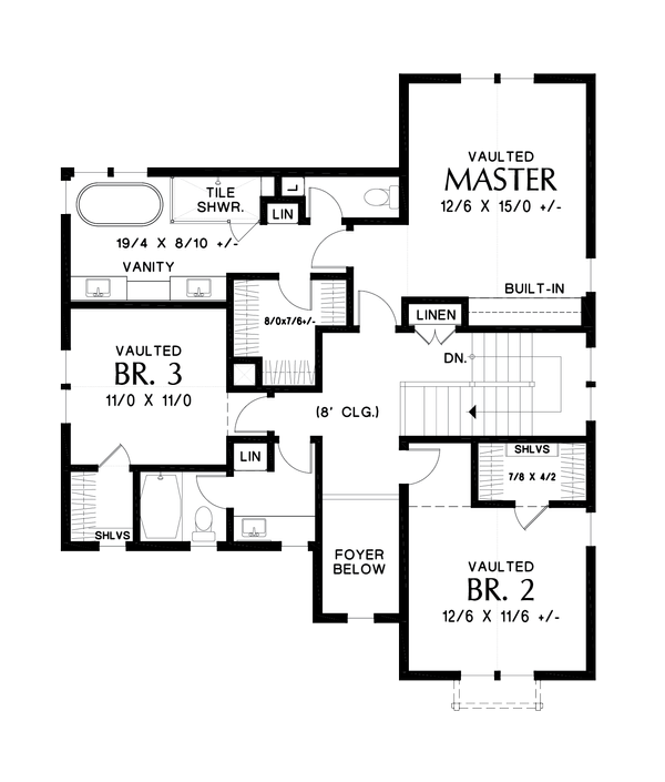 Contemporary Floor Plan - Upper Floor Plan #48-987