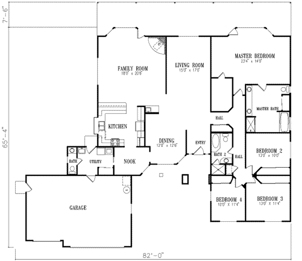 Architectural House Design - Ranch Floor Plan - Main Floor Plan #1-677