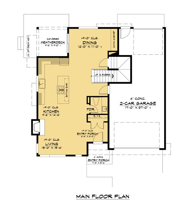 Contemporary Floor Plan - Main Floor Plan #1066-288