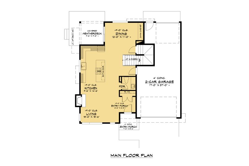 House Blueprint - Floor Plan - Main Floor for Contemporary House Plan #1066-288 - 4 bed, 4 bath