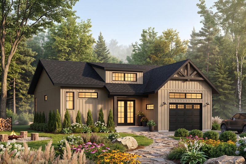 House Blueprint - Exterior - Front Elevation 2 for Craftsman House Plan #23-2304 - 2 bed, 1 bath
