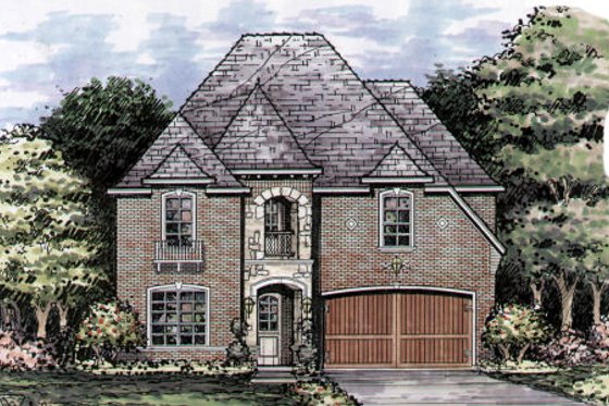 Exterior - Front Elevation for European House Plan #141-367 - 4 bed, 4 bath