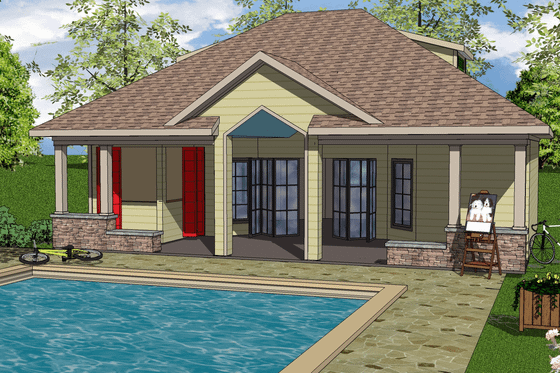 Exterior - Front Elevation for Craftsman House Plan #8-287 - 1 bed, 1 bath