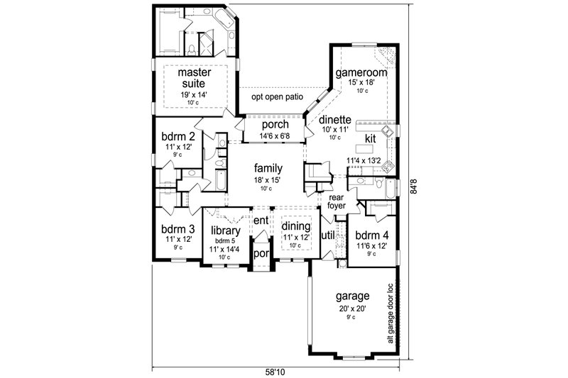 Architectural House Design - Floor Plan - Main Floor for European House Plan #84-595 - 4 bed, 3 bath