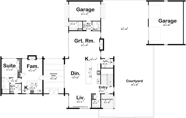 Dream House Plan - Floor Plan - Main Floor for Beach House Plan #455-756 - 5 bed, 5.5 bath