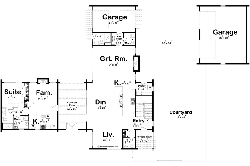 Dream House Plan - Floor Plan - Main Floor for Beach House Plan #455-756 - 5 bed, 5.5 bath
