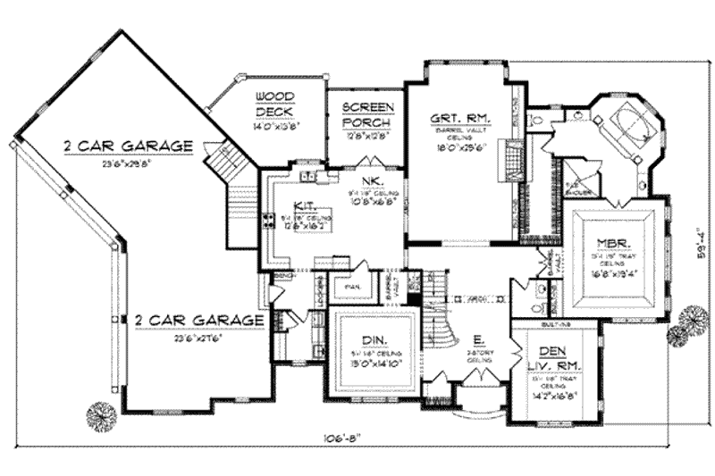 Home Plan - Floor Plan - Main Floor for European House Plan #70-639 - 4 bed, 2.5 bath