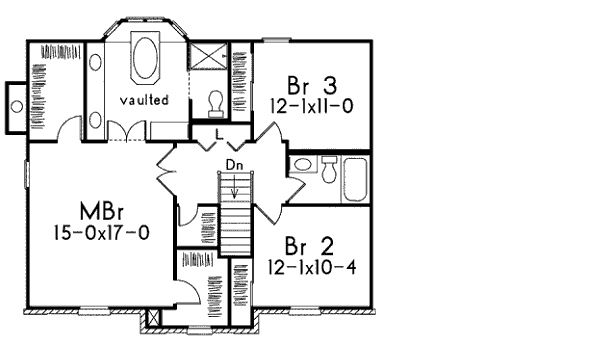 Colonial Floor Plan - Upper Floor Plan #57-206