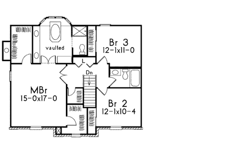 Dream House Plan - Floor Plan - Upper Floor for Colonial House Plan #57-206 - 3 bed, 2.5 bath