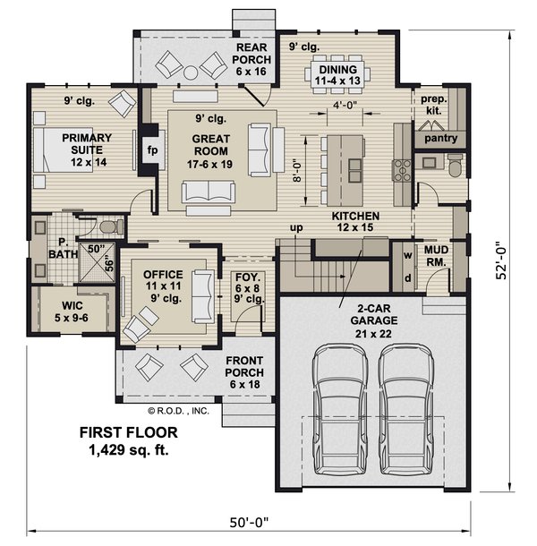 Farmhouse Floor Plan - Main Floor Plan #51-1371