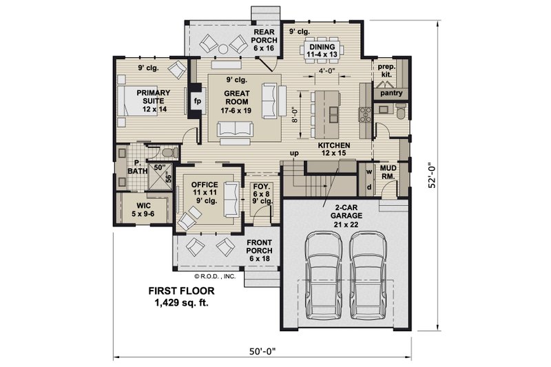 Home Plan - Floor Plan - Main Floor for Farmhouse House Plan #51-1371 - 4 bed, 3.5 bath