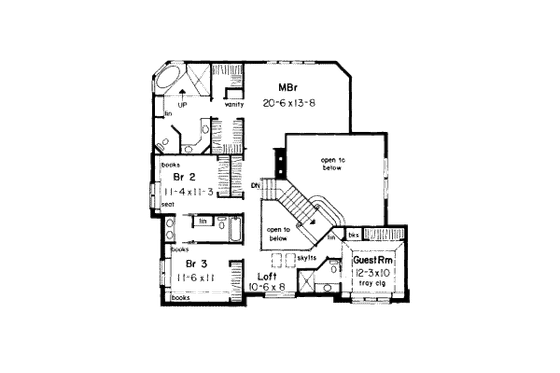 Floor Plan - Upper Floor for European House Plan #312-809 - 4 bed, 4.5 bath