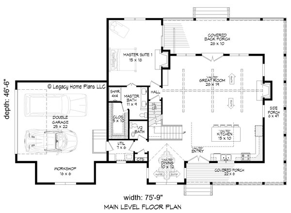 Country Floor Plan - Main Floor Plan #932-764