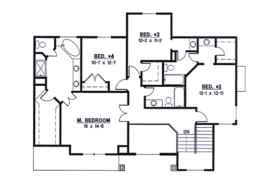 Floor Plan - Upper Floor for Traditional House Plan #67-852 - 4 bed, 3 bath