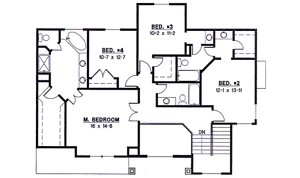 Floor Plan - Upper Floor for Traditional House Plan #67-852 - 4 bed, 3 bath