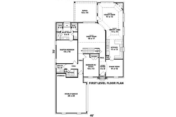Floor Plan - Main Floor for European House Plan #81-13756 - 4 bed, 4 bath