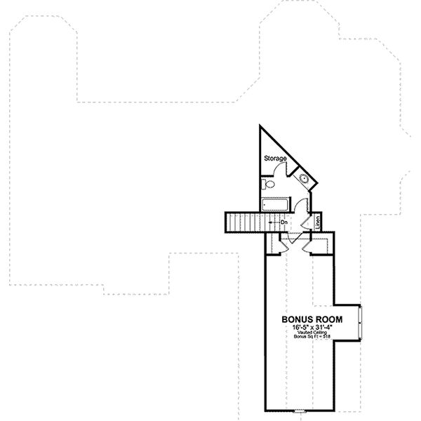 Traditional style house plan, bonus level floor plan