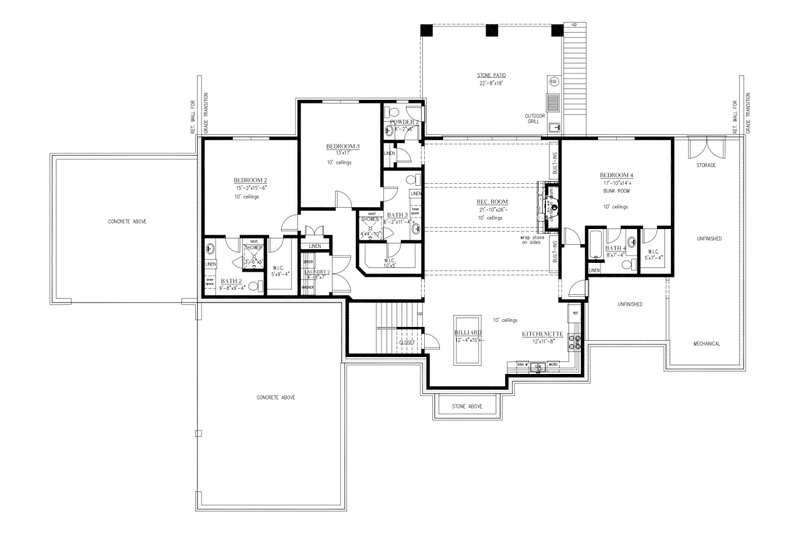 Home Plan - Floor Plan - Lower Floor for Farmhouse House Plan #437-139 - 4 bed, 5 bath