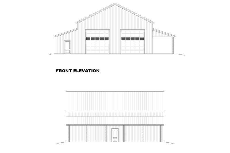 Architectural House Design - Exterior - Front Elevation 2 for Farmhouse House Plan #1117-18, 1 bath