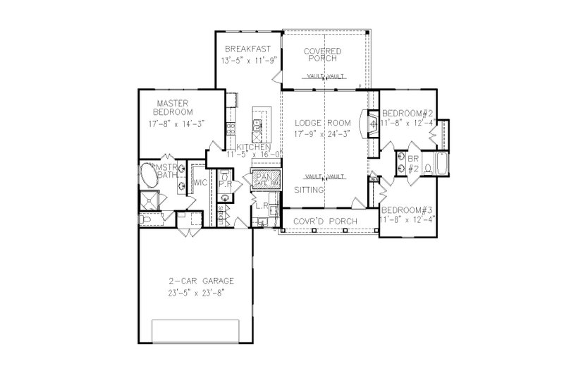 House Plan Design - Floor Plan - Main Floor for Ranch House Plan #54-553 - 3 bed, 2.5 bath