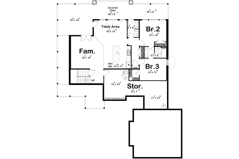 Home Plan - Floor Plan - Lower Floor for Beach House Plan #455-594 - 1 bed, 2 bath