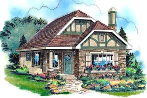 Tudor Exterior - Front Elevation Plan #18-1045