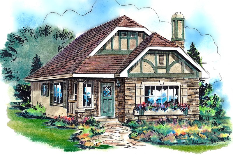House Plan Design - Tudor Exterior - Front Elevation Plan #18-1045