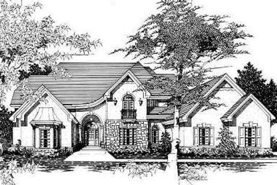 Exterior - Front Elevation for European House Plan #329-323 - 5 bed, 4.5 bath