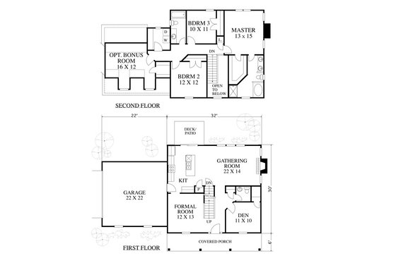 Floor Plan - Main Floor for Colonial House Plan #1053-79 - 3 bed, 2.5 bath
