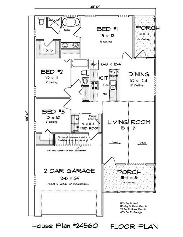 House Plan Design - Cottage Floor Plan - Main Floor Plan #513-2353