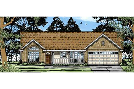Exterior - Front Elevation for Ranch House Plan #42-185 - 3 bed, 2 bath