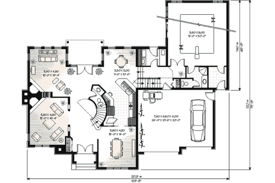 Floor Plan - Main Floor for Traditional House Plan #23-292 - 4 bed, 3.5 bath