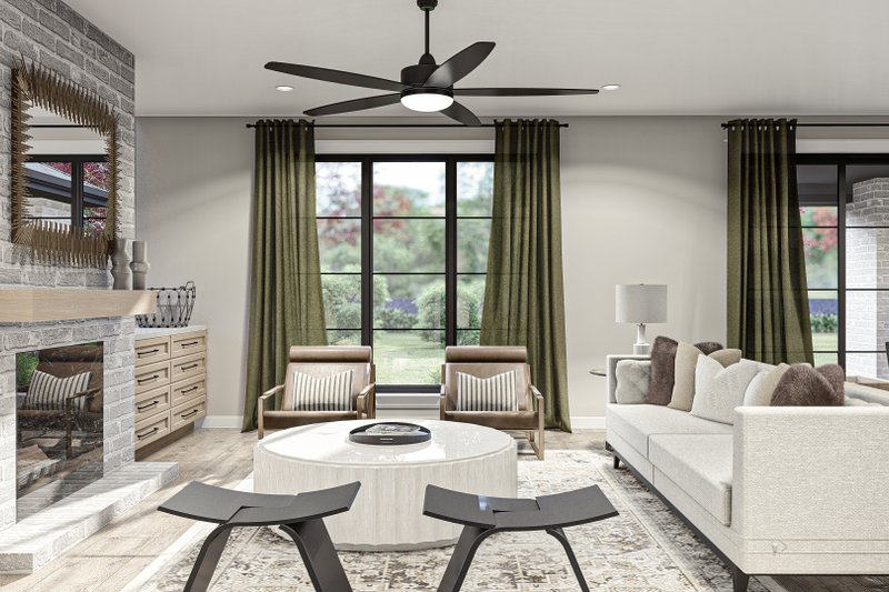 House Blueprint - Interior - Family Room for Modern House Plan #455-532 - 4 bed, 4.5 bath