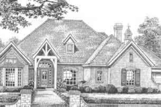 Exterior - Front Elevation for European House Plan #310-498 - 4 bed, 3.5 bath