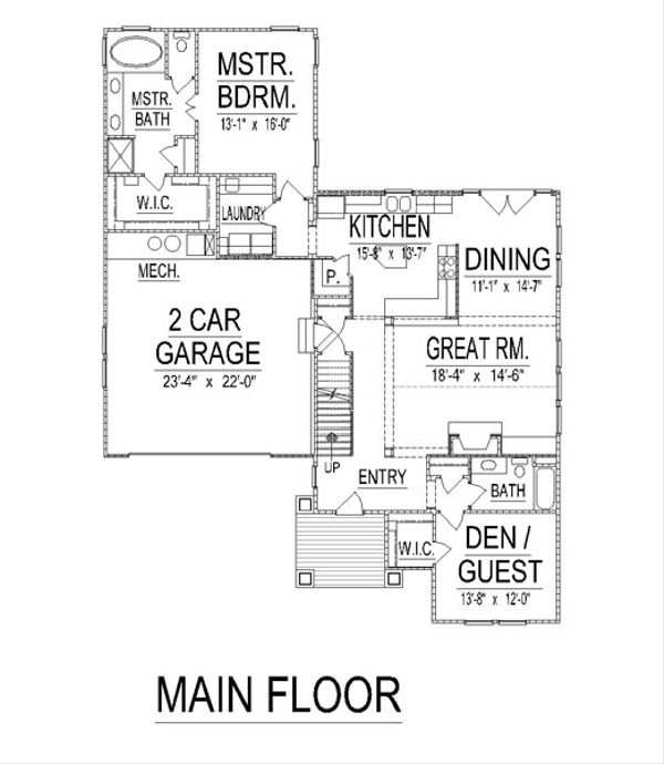 Craftsman Floor Plan - Main Floor Plan #458-16