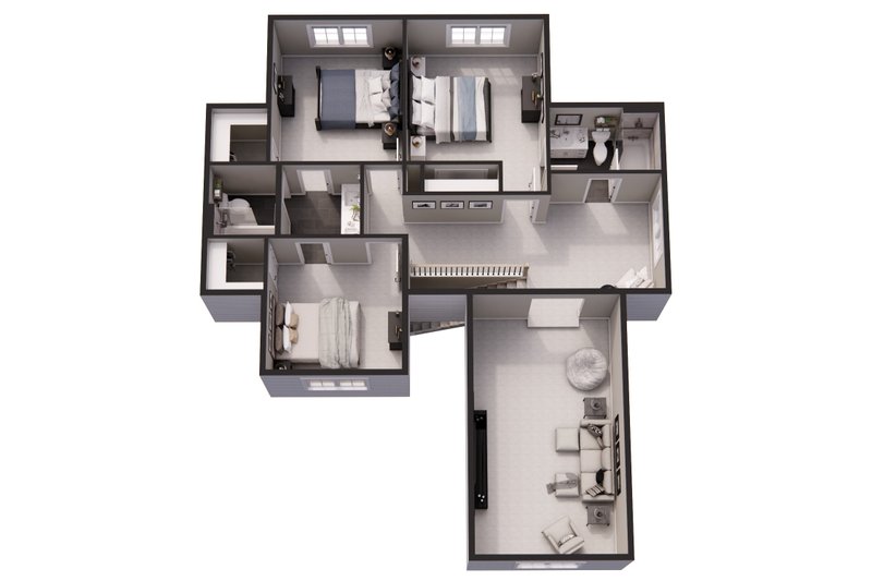 House Blueprint - Floor Plan - Upper Floor 1 for Craftsman House Plan #51-1421 - 5 bed, 4.5 bath
