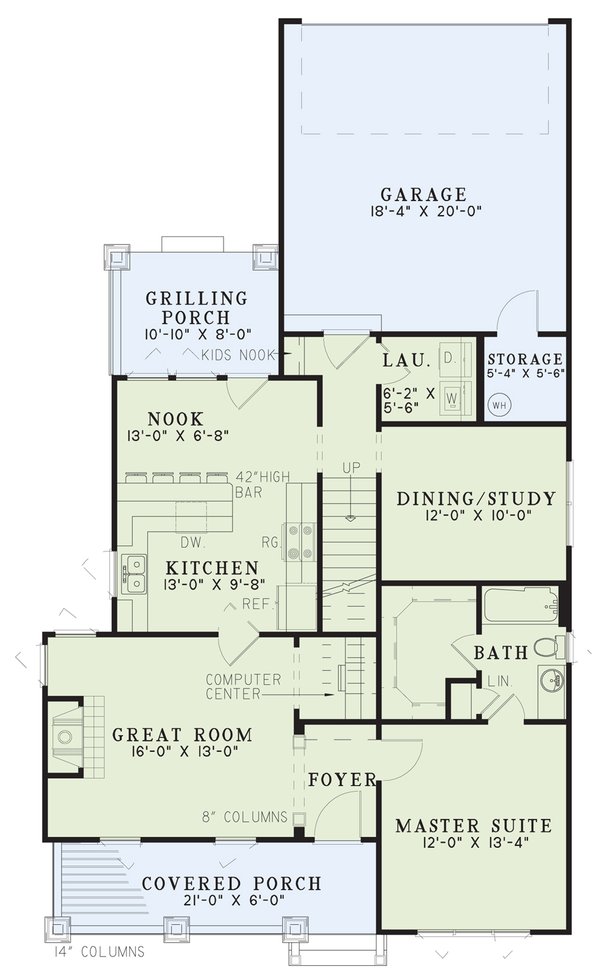 Dream House Plan - Craftsman Floor Plan - Main Floor Plan #17-2909