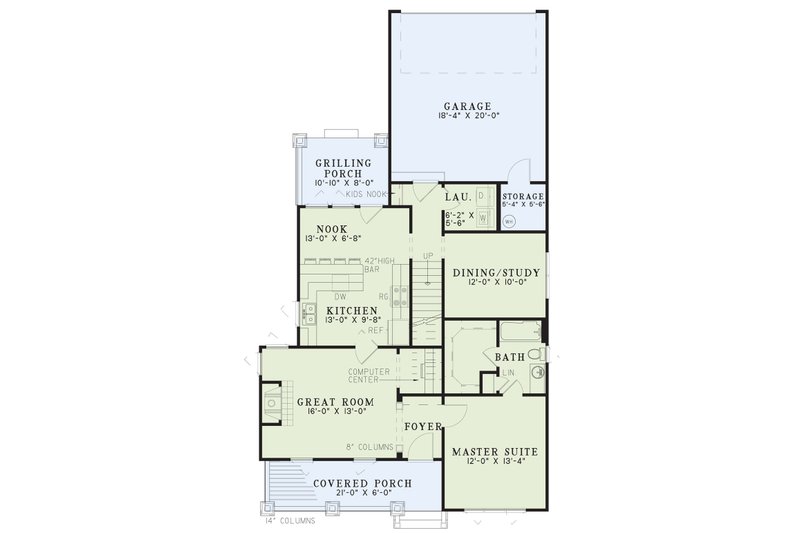 Dream House Plan - Floor Plan - Main Floor for Craftsman House Plan #17-2909 - 3 bed, 2 bath