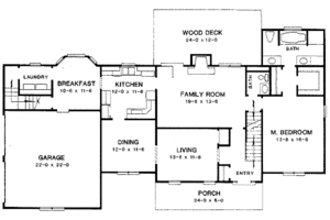 Floor Plan - Main Floor for Colonial House Plan #10-205 - 3 bed, 2.5 bath