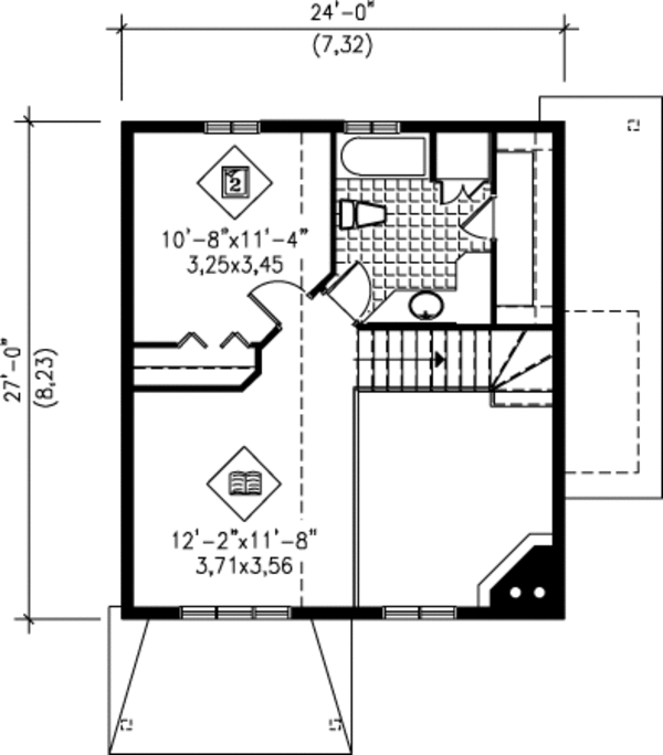 Traditional Floor Plan - Upper Floor Plan #25-4255