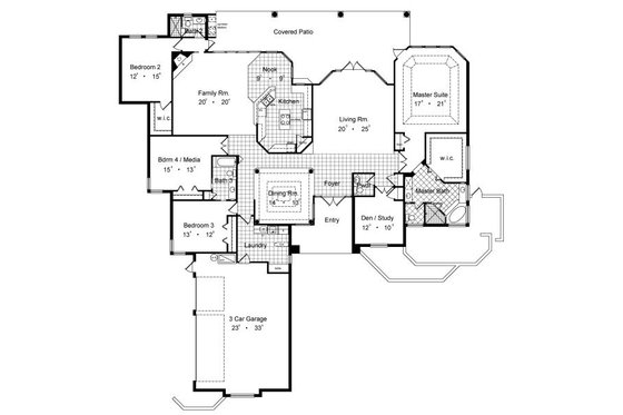Floor Plan - Main Floor for European House Plan #417-406 - 4 bed, 3.5 bath