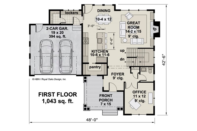 Architectural House Design - Floor Plan - Main Floor for Craftsman House Plan #51-1196 - 4 bed, 3.5 bath